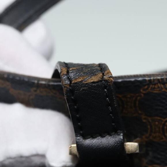 CELINE Macadam Canvas Hand Bag Pvc Black Gold - Picture 9 of 13